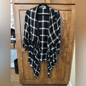 Maurices Black and White Plaid Draped Cardigan